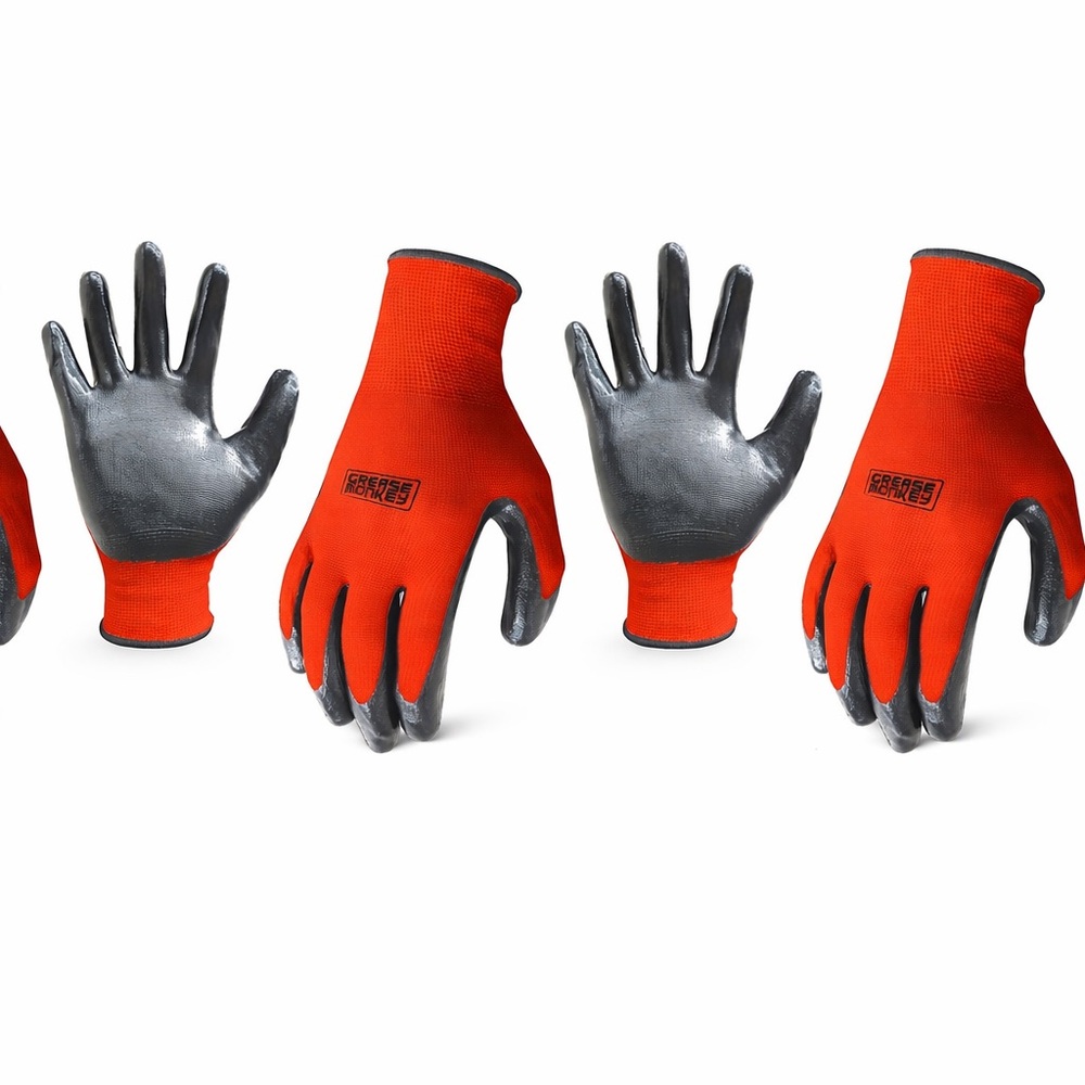 High-Grip Work Gloves in Bright Red and Gray size large. 3 pairs NWOT